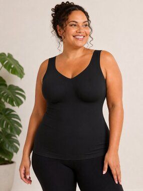 Evelyn & Bobbie Smoothing Cami 2XL Black Wireless Bra Shapewear Support Tan 1249